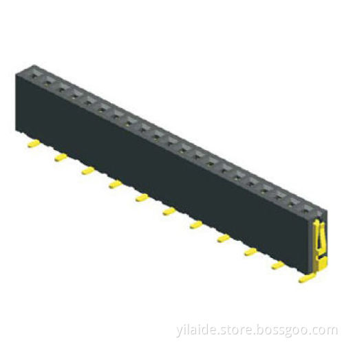 1.27mm female connector, LCP/NY6T, tin/gold flash